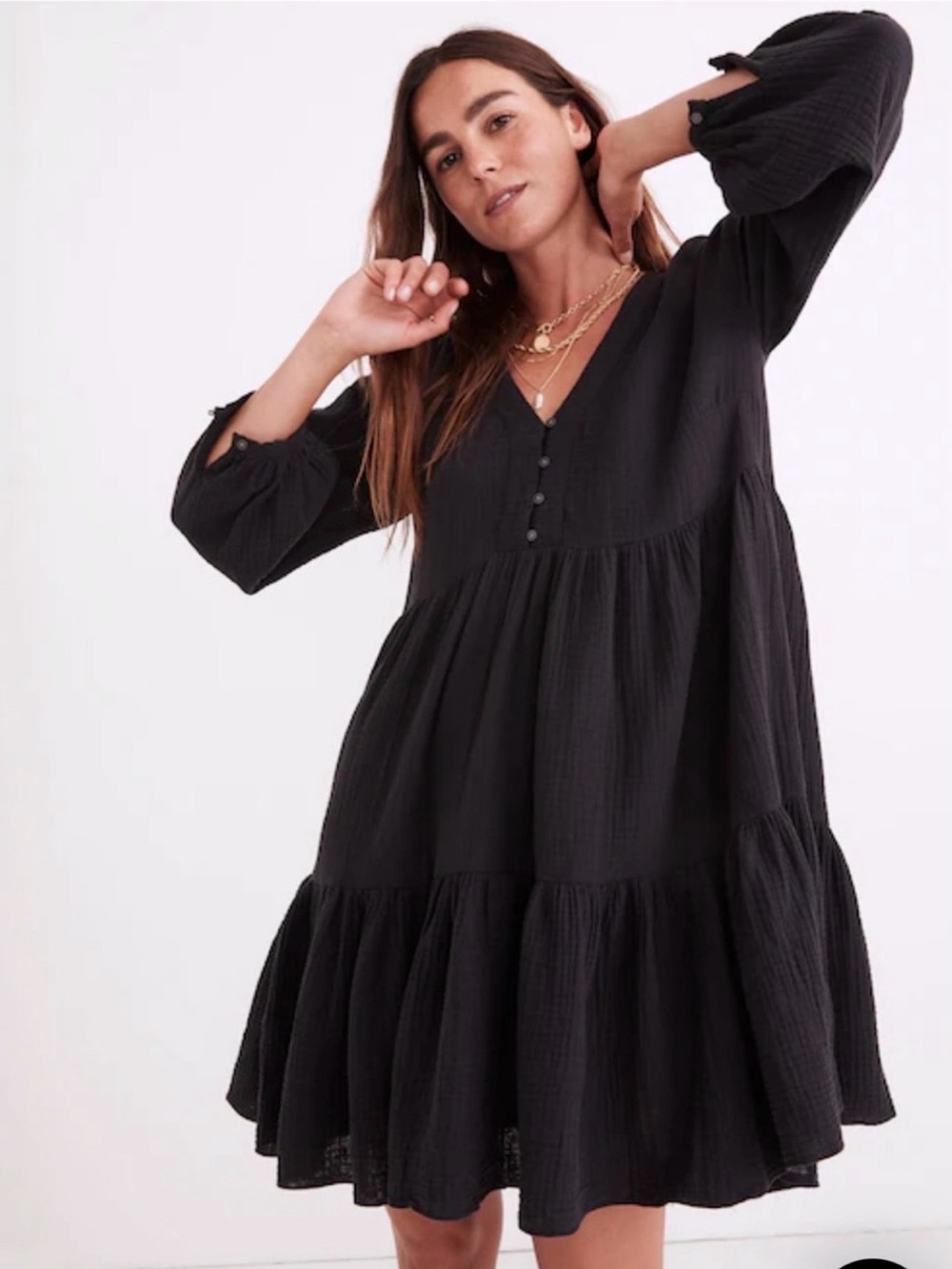 Madewell Lightspun Colette Mini Dress Blue Sz 12 Gauze Casual Boho Cottagecore